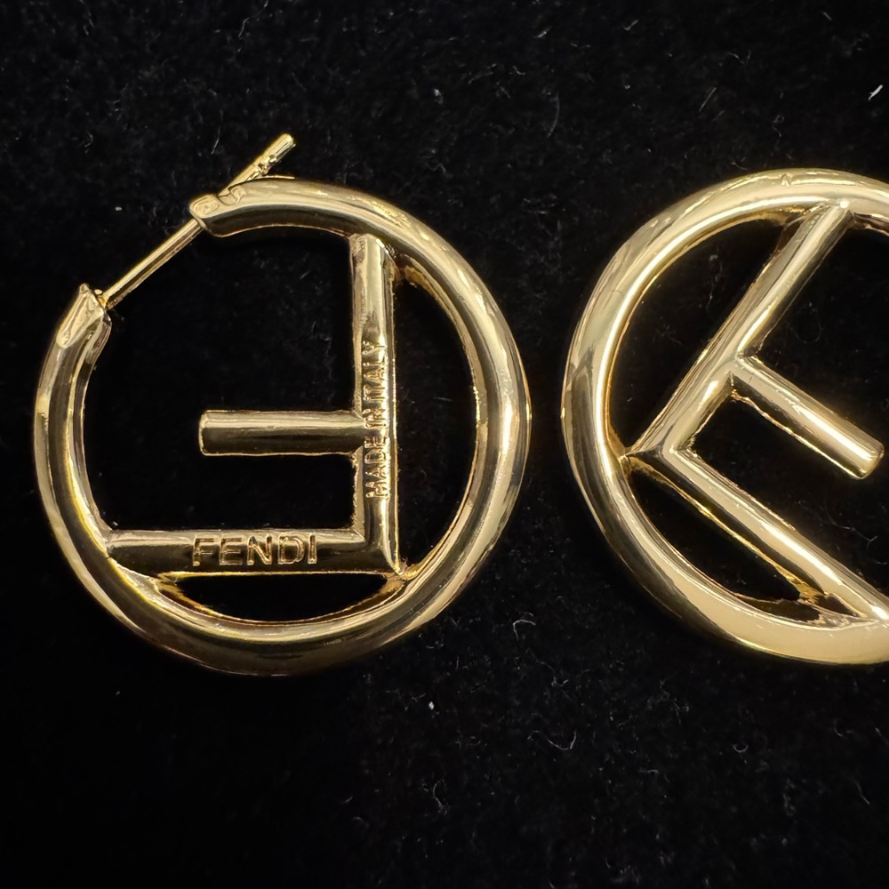 Fendi FF Elegant Gold Hoop Earrings - Picture 4 of 5